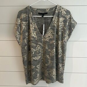 White House Black Market Gold Foil Printed Tee